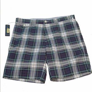 NEW Vintage Polo Ralph Lauren Shorts!  Navy Green Plaid  Slim Gi Fit  Flat Front
